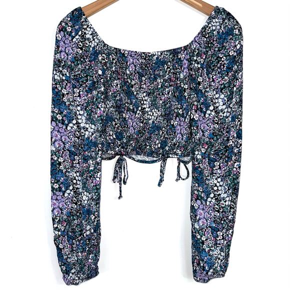 NWT Wild Fable Cropped Floral Bishop Sleeve Top Size XS - Picture 10 of 14